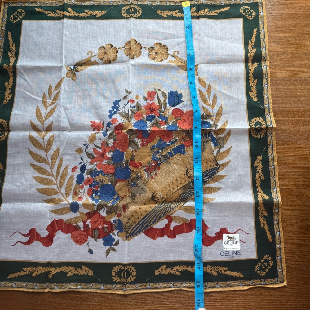 Celine Paris Basket Of Flowers Vintage Cotton Pocket Square/Scarf w/COA - Picture 6 of 8